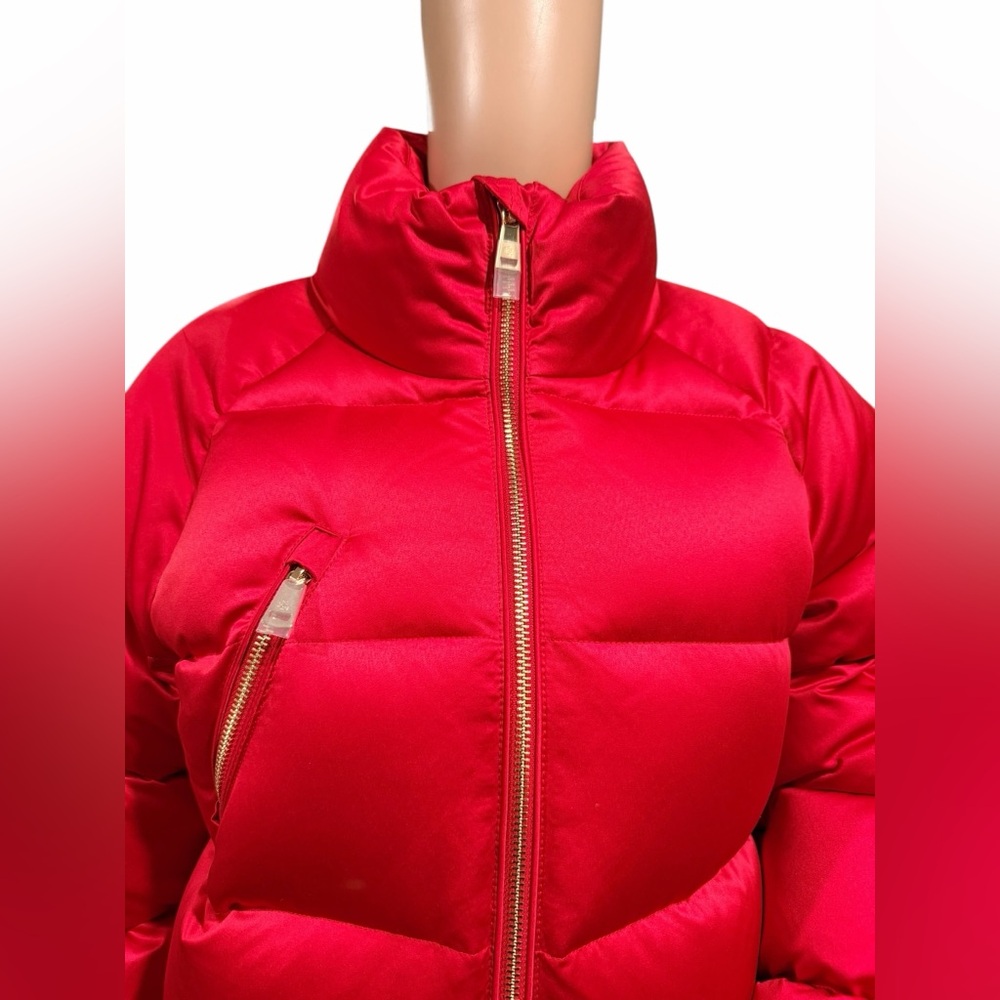 LAUREN RALPH LAUREN Womens Red Stand Collar Cinched Waist Puffer Jacket Size S - Picture 5 of 16